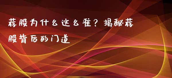 荐股为什么这么准？揭秘荐股背后的门道_https://cj002.lansai.wang_期货问答_第1张