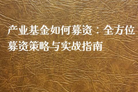 产业基金如何募资:全方位募资策略与实战指南_会计问答_第1张_财经百问网 产业基金如何募资:全方位募资策略与实战指南_https://cj002.lansai.wang_会计问答_第1张