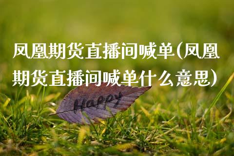 凤凰期货直播间喊单(凤凰期货直播间喊单什么意思)_https://cj002.lansai.wang_财经问答_第1张