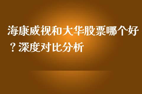 海康威视和大华股票哪个好？深度对比分析_https://cj002.lansai.wang_金融问答_第1张