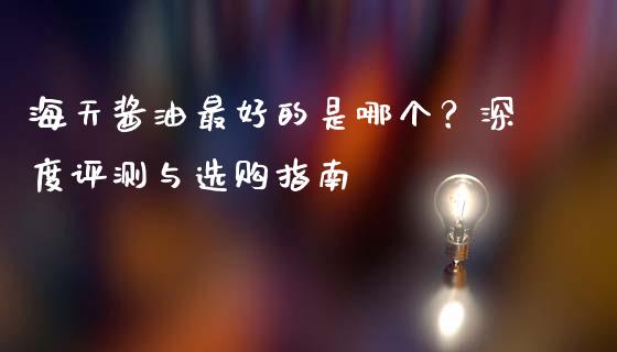 海天酱油最好的是哪个？深度评测与选购指南_https://cj002.lansai.wang_会计问答_第1张