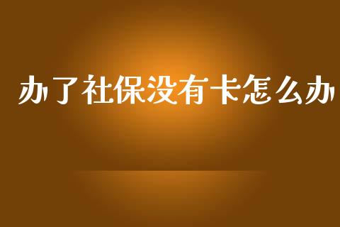 办了社保没有卡怎么办_https://cj002.lansai.wang_保险问答_第1张