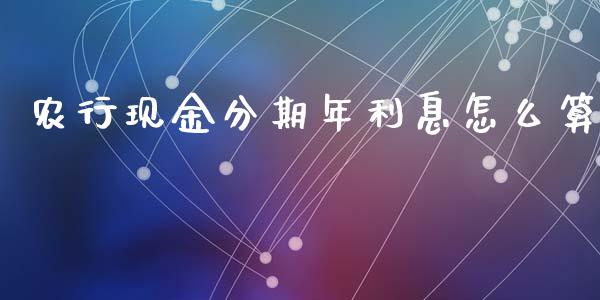 农行现金分期年利息怎么算_https://cj002.lansai.wang_股市问答_第1张