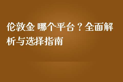 伦敦金 哪个平台？全面解析与选择指南_https://cj002.lansai.wang_理财问答_第1张