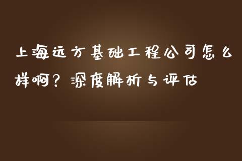 上海远方基础工程公司怎么样啊？深度解析与评估_https://cj002.lansai.wang_金融问答_第1张