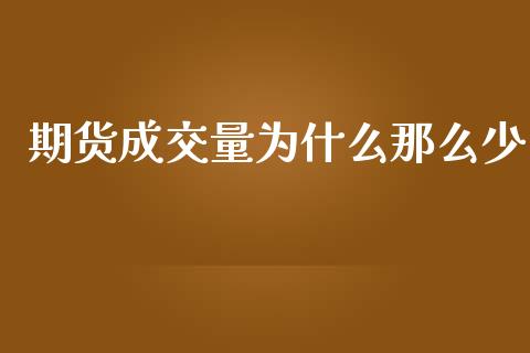 期货成交量为什么那么少_https://cj002.lansai.wang_财经问答_第1张