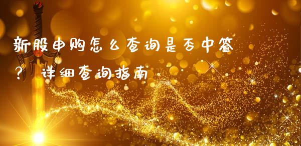 新股申购怎么查询是否中签？ 详细查询指南_https://cj002.lansai.wang_会计问答_第1张