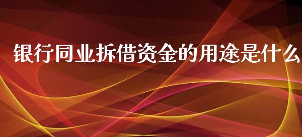 银行同业拆借资金的用途是什么_https://cj002.lansai.wang_理财问答_第1张
