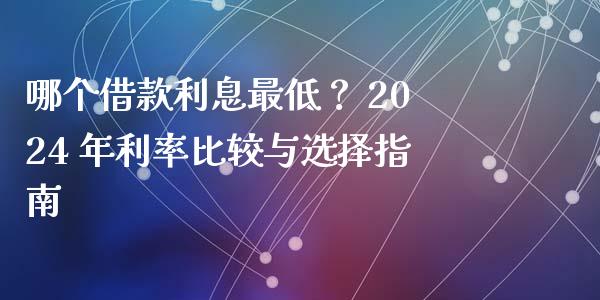 哪个借款利息最低？ 2024 年利率比较与选择指南_https://cj002.lansai.wang_金融问答_第1张