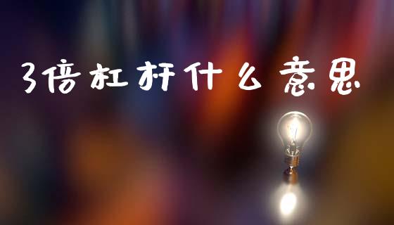 3倍杠杆什么意思_https://cj002.lansai.wang_金融问答_第1张