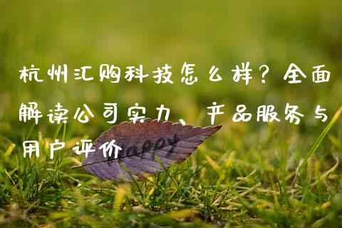 杭州汇购科技怎么样？全面解读公司实力、产品服务与用户评价_https://cj002.lansai.wang_金融问答_第1张