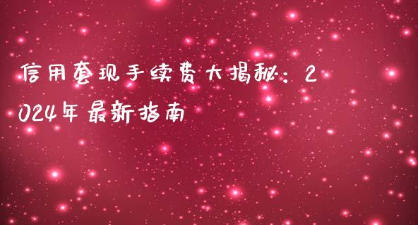 信用套现手续费大揭秘：2024年最新指南_https://cj002.lansai.wang_保险问答_第1张