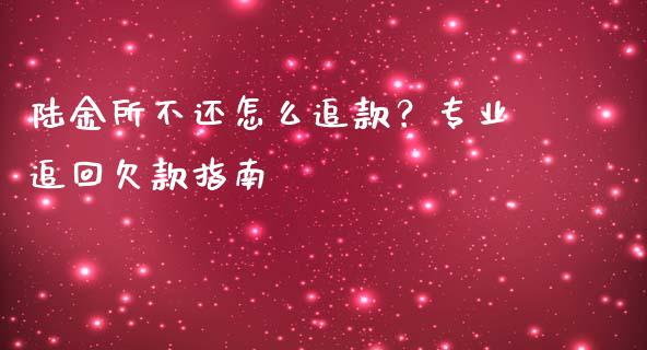 陆金所不还怎么追款？专业追回欠款指南_https://cj002.lansai.wang_金融问答_第1张