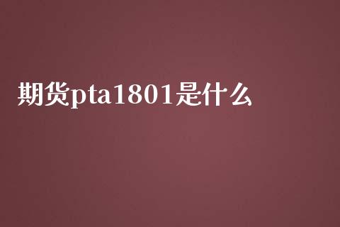 期货pta1801是什么_https://cj002.lansai.wang_财经百问_第1张