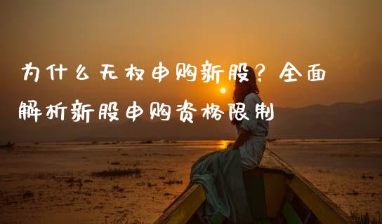 为什么无权申购新股？全面解析新股申购资格限制_https://cj002.lansai.wang_会计问答_第1张