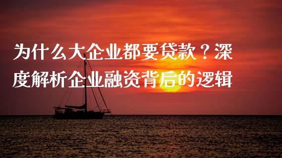 为什么大企业都要贷款？深度解析企业融资背后的逻辑_https://cj002.lansai.wang_财经百问_第1张