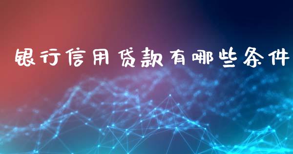 银行信用贷款有哪些条件_https://cj002.lansai.wang_理财问答_第1张