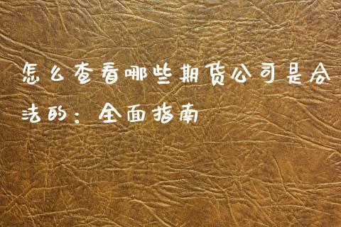 怎么查看哪些期货公司是合法的：全面指南_https://cj002.lansai.wang_财经问答_第1张