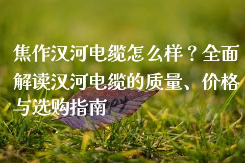 焦作汉河电缆怎么样？全面解读汉河电缆的质量、价格与选购指南_https://cj002.lansai.wang_财经问答_第1张