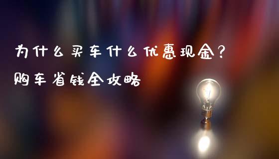 为什么买车什么优惠现金？购车省钱全攻略_https://cj002.lansai.wang_会计问答_第1张