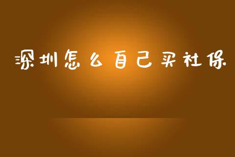 深圳怎么自己买社保_https://cj002.lansai.wang_保险问答_第1张