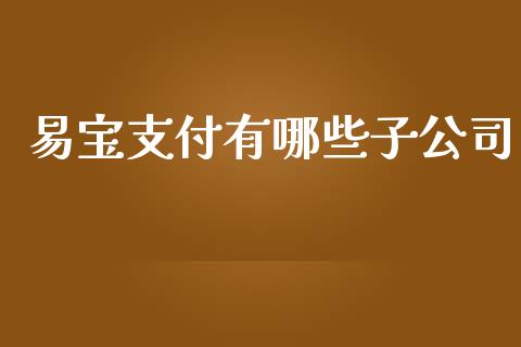 易宝支付有哪些子公司_https://cj002.lansai.wang_理财问答_第1张