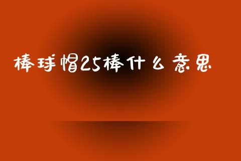 棒球帽25棒什么意思_https://cj002.lansai.wang_保险问答_第1张