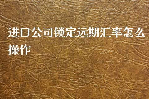 进口公司锁定远期汇率怎么操作_https://cj002.lansai.wang_财经问答_第1张