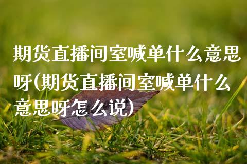 期货直播间室喊单什么意思呀(期货直播间室喊单什么意思呀怎么说)_https://cj002.lansai.wang_期货问答_第1张