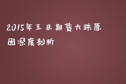 2015年玉米期货大跌原因深度剖析_https://cj002.lansai.wang_财经百问_第1张