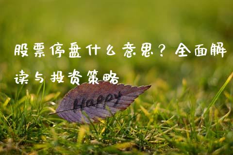 股票停盘什么意思？全面解读与投资策略_https://cj002.lansai.wang_会计问答_第1张