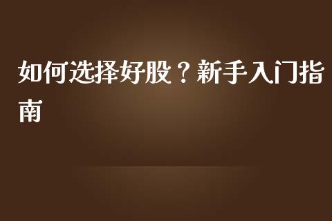 如何选择好股？新手入门指南_https://cj002.lansai.wang_理财问答_第1张