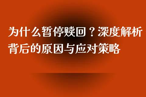 为什么暂停赎回？深度解析背后的原因与应对策略_https://cj002.lansai.wang_财经问答_第1张