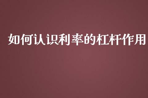 如何认识利率的杠杆作用_https://cj002.lansai.wang_保险问答_第1张