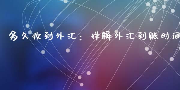 多久收到外汇：详解外汇到账时间_https://cj002.lansai.wang_财经百问_第1张