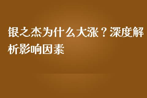 银之杰为什么大涨？深度解析影响因素_https://cj002.lansai.wang_保险问答_第1张