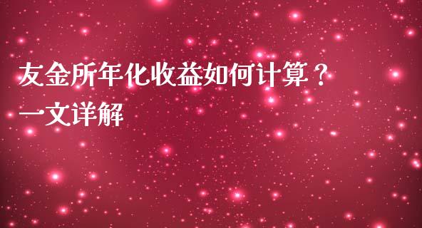 友金所年化收益如何计算？一文详解_https://cj002.lansai.wang_会计问答_第1张