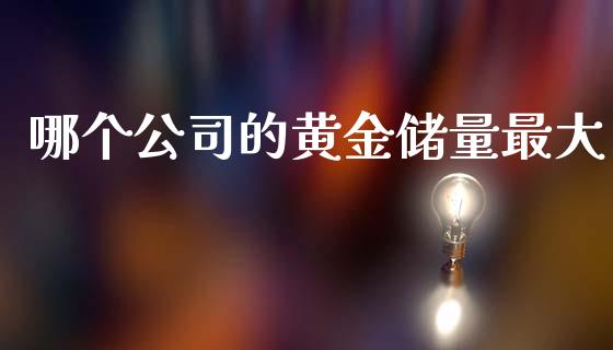 哪个公司的黄金储量最大_https://cj002.lansai.wang_期货问答_第1张