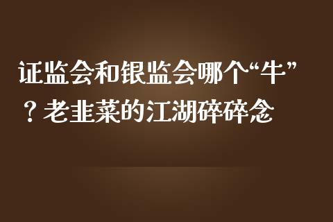 证监会和银监会哪个“牛”？老韭菜的江湖碎碎念_https://cj002.lansai.wang_会计问答_第1张