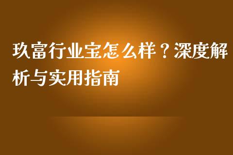 玖富行业宝怎么样？深度解析与实用指南_https://cj002.lansai.wang_会计问答_第1张