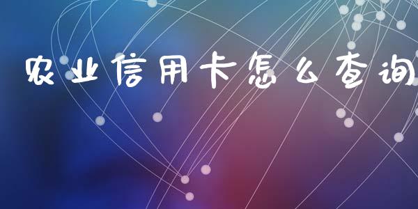 农业信用卡怎么查询_https://cj002.lansai.wang_金融问答_第1张