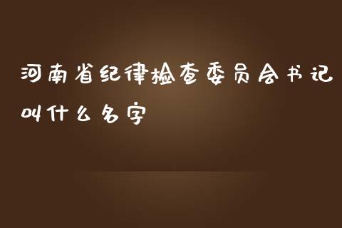 河南省纪律检查委员会书记叫什么名字_https://cj002.lansai.wang_期货问答_第1张