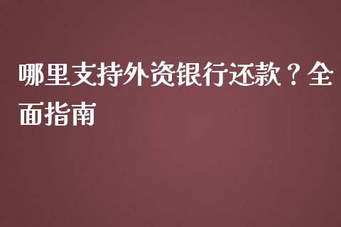 哪里支持外资银行还款？全面指南_https://cj002.lansai.wang_财经百问_第1张