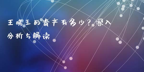 王晓玉的资产有多少？深入分析与解读_https://cj002.lansai.wang_理财问答_第1张
