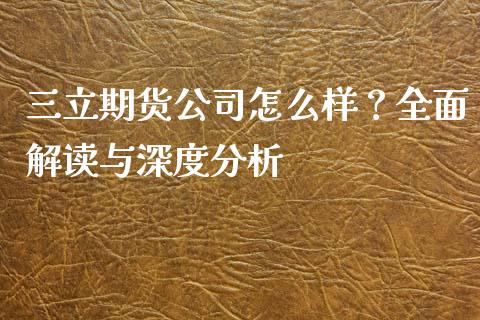 三立期货公司怎么样？全面解读与深度分析_https://cj002.lansai.wang_财经百问_第1张
