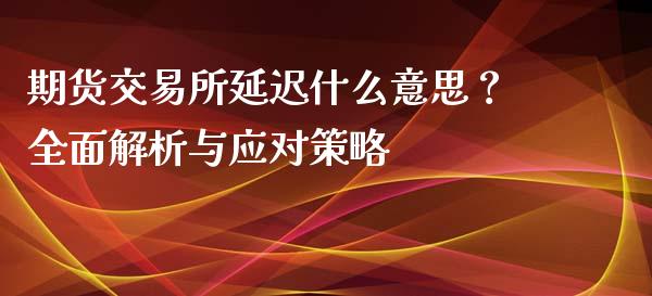 期货交易所延迟什么意思？全面解析与应对策略_https://cj002.lansai.wang_财经问答_第1张