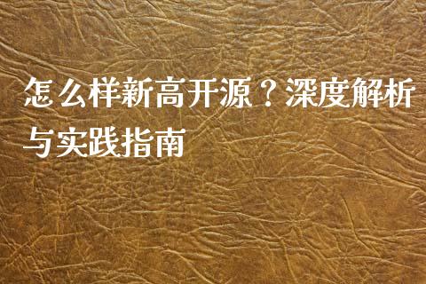 怎么样新高开源？深度解析与实践指南_https://cj002.lansai.wang_期货问答_第1张