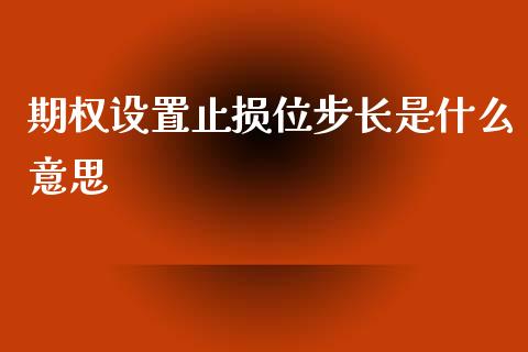 期权设置止损位步长是什么意思_https://cj002.lansai.wang_理财问答_第1张