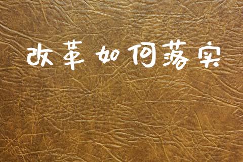 改革如何落实_https://cj002.lansai.wang_期货问答_第1张