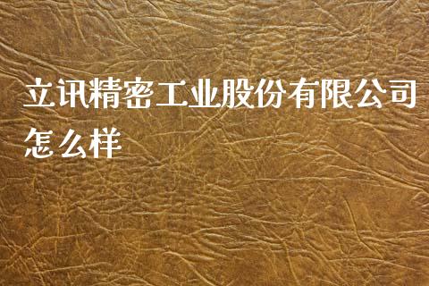 立讯精密工业股份有限公司怎么样_https://cj002.lansai.wang_股市问答_第1张